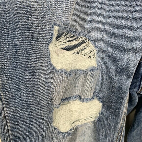 Cato High Rise Button Fly Skinny Jeans Women’s 2 Cropped Ripped Denim Blue - Picture 5 of 6